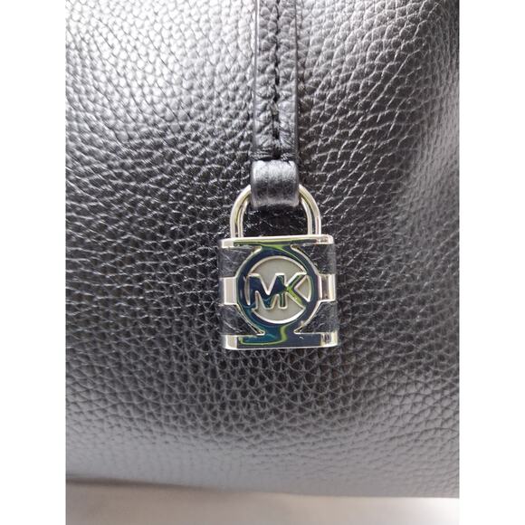 Michael Kors Mercer Black Pebbled Leather Duffle Zipper Closure Satchel Bag - Picture 5 of 16